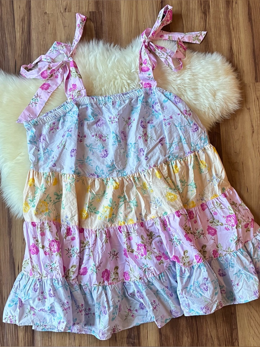 Love Shack Fancy Jeanne Floral Tiered Boho Cottagecore Pastel Dress • Size 1X